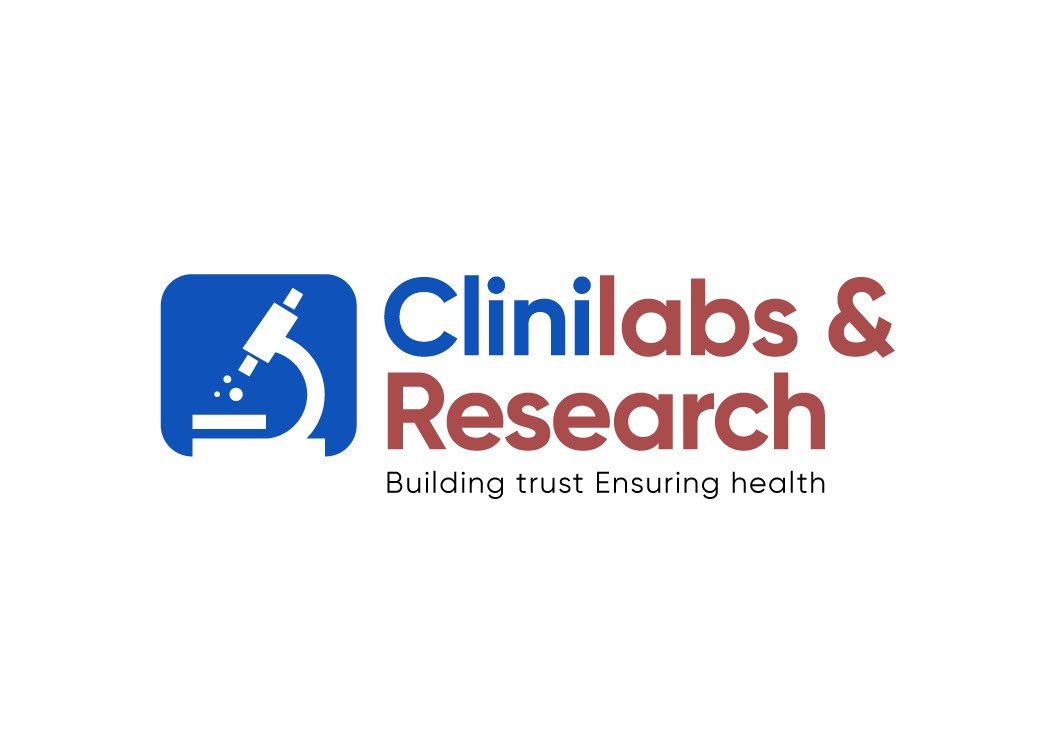 Clinilabs and Research logo with a microscope icon and the tagline Building trust Ensuring health