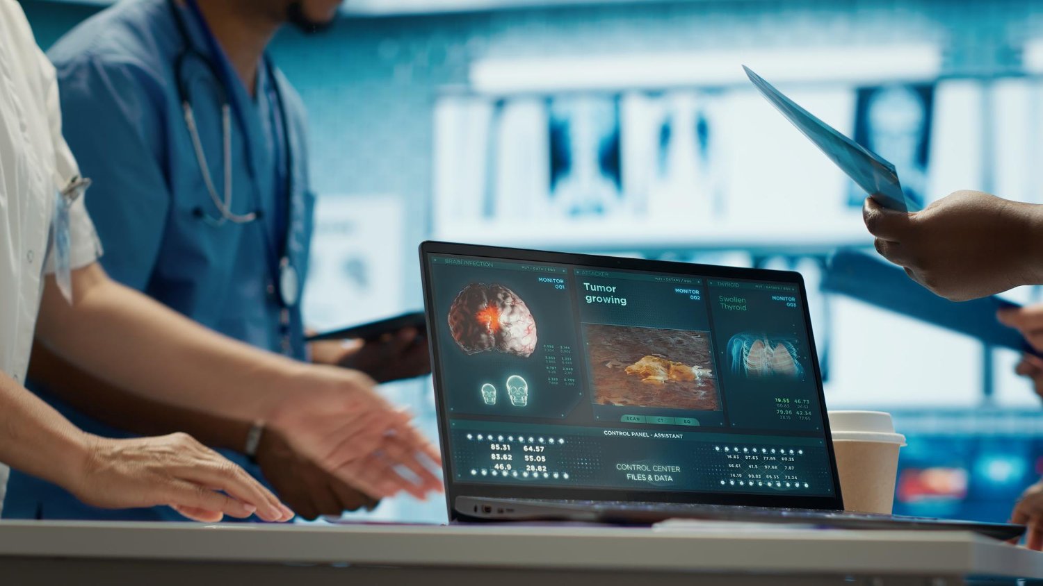 Clinical workflow application on a consulting room screen
